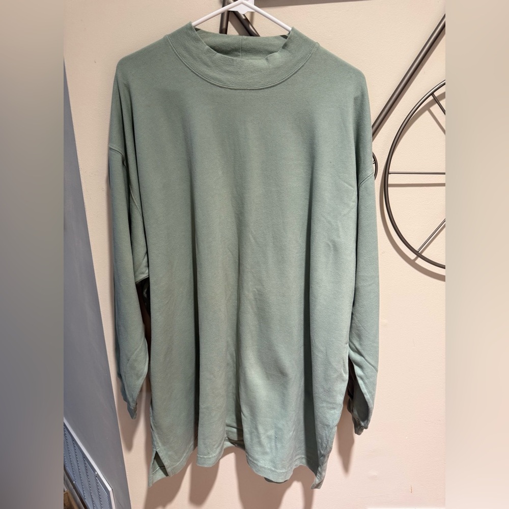 Eddie Bauer Sage Green Women's Long Sleeve Mock Turtleneck Size XXL 100% Cotton